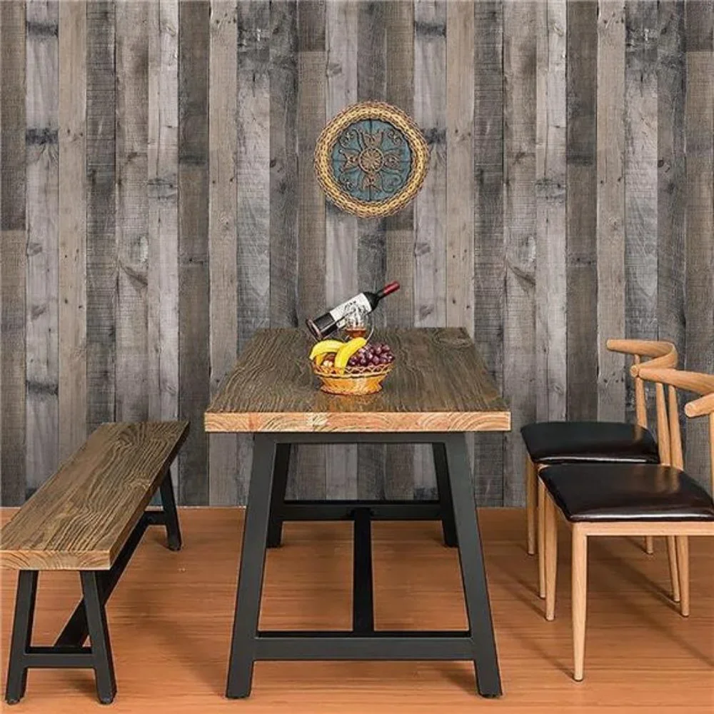 Gray Wood Peel and Stick Wallpaper Wood Plank Wallpaper 17.7inch x 118.1inch